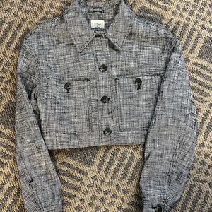 ARITZIA WILFORD JACKET BLACK AND WHITE COTTON XS BUTTON UP